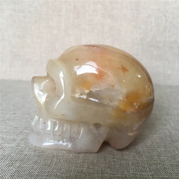 Natural de crânios Amarelo com cristal de quartzo para venda de Pedras e cristais de decoração de interiores, decoração crânios de cristal