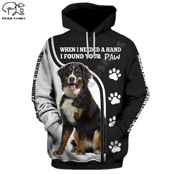 Mens Engraçado Bernese mountain Dogs impressão 3d hoodies outono de manga longa em Moletom mulheres pulôver de treino de capuz casaco com carapuço outwear