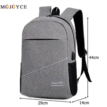 Cor sólida Masculino Mochila Estilo Casual Homens Escolar Backpack do Laptop USB Mochila Mochila Masculina