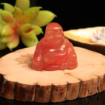 1PC um Cristal Natural Buda Escultura de Pedra de Quartzo Rosa Pedra Olho de Tigre Mão Esculpida Religiosa Enfeite de Decoração de Casa de Minerais Artesanato