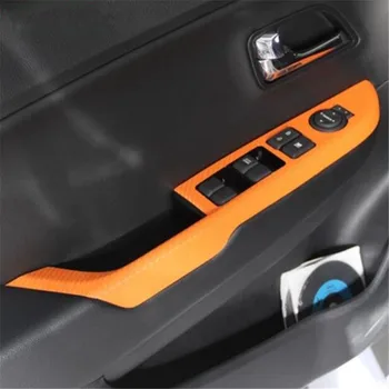 Estilo carro de fibra de carbono braço painel da porta lidar com guarnição de cola, adesivo auto acessórios de caso para o KIA Rio K2 2011-2016