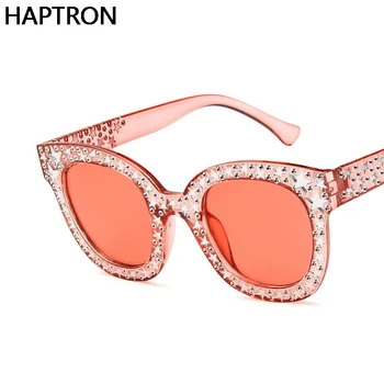 HAPTRON Deslumbrar Preto Cinza Mulheres de Óculos de sol Vintage Olho de Gato de óculos de Sol Óculos de sol Estrela de Moda Espelho Tons