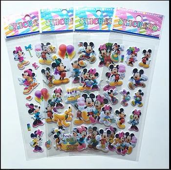 28Pcs/Monte Filme Mickey Mouse Adesivo de Minnie Mouse Adesivos 3D dos desenhos animados do PVC Bolha Adesivos para Crianças Mouse Adesivo Bebê Bonito