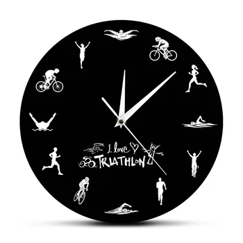 Triatlo Moderno Relógio De Parede Natação, Bicicleta De Ciclismo De Execução Esportes De Decoração De Casa De Ginásio Relógio Triatleta De Triatlo Fãs De Presente