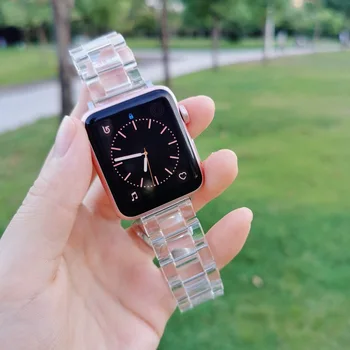 O mais novo Bracelete Watchbands para a Apple Ver SE a Série 6 Bandas de 40mm 44mm de Plástico Transparente para o iwatch 6/5/4/3/2 38mm 42mm wirst