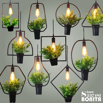 Norte da Europa lâmpadas de pingente moderno droplight de ferro Simples grama luzes de suspensão para o restaurante plantas Verdes cordão pingente de luz