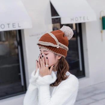 3pcs/monte Outono inverno de Algodão, chapéu de Inverno skullies Chapéu de moda quente Acrílico chapéus ocasionais das mulheres sólido adultos capas de lã cobrir a cabeça