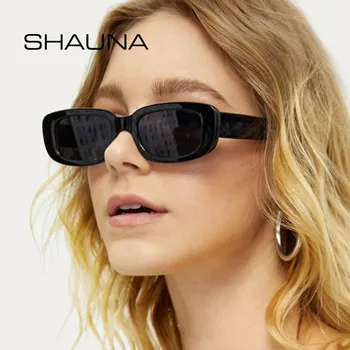 SHAUNA Ins de Moda Popular Roxo Óculos de sol das Mulheres da Moda Pequeno Retângulo Verde-Fluorescente de Óculos de Sol UV400
