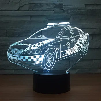 3D Polícia Visual Led de Decoração de Casa de Gradientes de Modelação Lâmpada de Mesa Para Criança com Botão de Toque, Carro, Luz Noturna Bebê Dormir Usb Iluminação Presentes