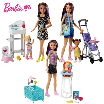 Original Barbie18 Polegadas Boneca Bebê do Berçário-Gift Set Cuidar do Bebê Meninas PlayToys para crianças de Presente de Aniversário bonecas