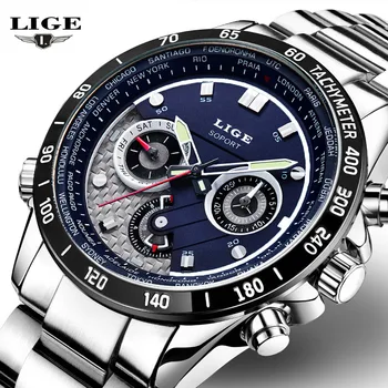 Relojes LIGE Mens Relógios de Marca de Luxo Homens Militar Esporte Luminoso do relógio de Pulso Masculino de Couro Relógio de Quartzo do Relógio relógio masculino