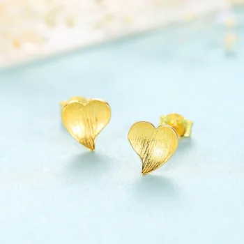 CZCITY coreano Bonito de Prata 925 Coração Boho Escovado Brincos para Mulheres Diária de usar Brincos de Prata 925 Jóias