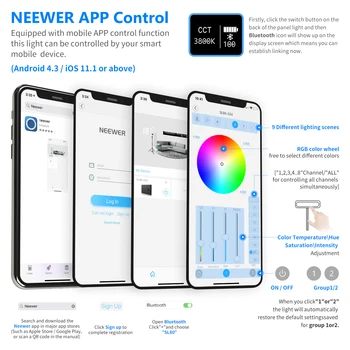 Neewer SL80-APP RGB Led Luz de Vídeo com Controle de APLICATIVO, Built-in Bateria Recarregável,Ajustável Cores/9 Cenário/Liga de Alumínio