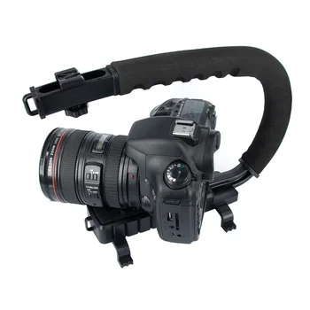 C Forma de flash Suporte titular de Vídeo Alça de Mão Estabilizador de Aderência para DSLR SLR Câmera Mini DV Filmadora