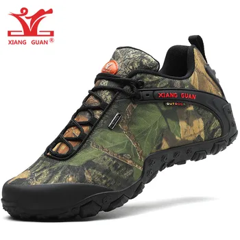 XIANG GUAN Homem Sapatos de Caminhada Homens Waterproof Botas de Trekking Pretas da Camuflagem de Esporte de Montanha Sapato de Escalada ao ar livre, Andando de Tênis