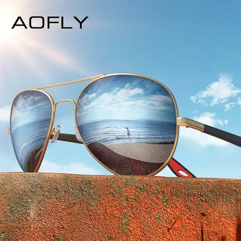 AOFLY MARCA de DESIGN Clássico Óculos de sol Polarizados Homens Mulheres Condução Piloto Armação Óculos de Sol Masculino de Óculos de proteção UV400 Gafas De Sol AF8186