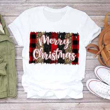 Mulheres de Neve, Árvore de Caminhão Férias de 90 Ano Novo Feliz Natal Imprimir Camisetas Roupas Gráfico Feminino Top T-Shirt T-shirt de Senhoras T-Shirt