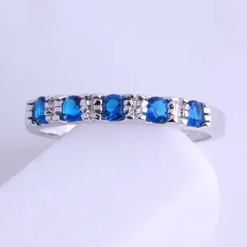 Amor Monólogo Lindo Cristal Azul Cor de Prata Anéis Pequeno anel para as Mulheres, Jóias Livre Saco de Presente J0643