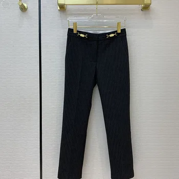 Eureeky Marca de Luxo de Calças compridas 2020 Início do Outono, as Mulheres Calças Slim Fashion Office-senhora Meados de Cintura alta Listrada Reta Calças