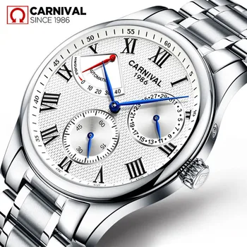 Seiko Automático de Movimento do Carnaval de melhor Marca de Luxo Homens Relógio Mecânico relógio masculino Relógio de Aço Inoxidável dos Homens da Correia de Relógio