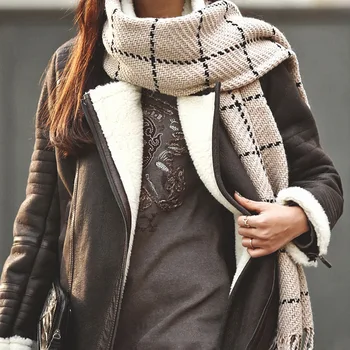 2019 NOVA moda cashmere mulheres xadrez cachecol inverno xale grosso e enrole o lenço pashmina longa borla feminino foulard grosso cobertor