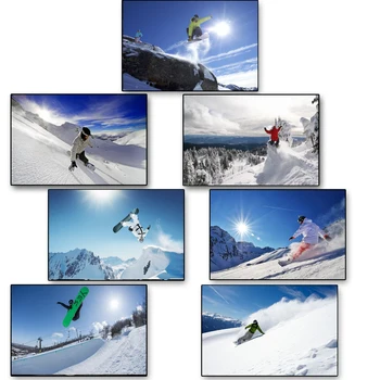 Snowboard Esportes radicais Montanhas Nevadas de Arte cartazes de parede de Seda Tecido de Impressão para a Decoração Home da Parede