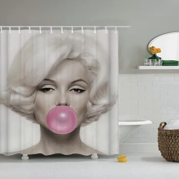 Dafield Cortina de Chuveiro Mulheres Garota Senhora de Impressão Mulher casa-de-Banho de Banheira, Impermeável 3D Com Ganchos Poliéster