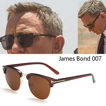 Luxo Clássico James Bond marca de moda Homens Mulheres tom óculos de sol Feminino Metade do quadro UV400 macho T óculos de sol oculos Gafas de sol