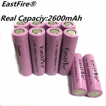 10 pcs/monte EastFire Original 18650 Li-ion 2600 mAh 3.7 V Bateria de Lítio 18650 Bateria Recarregável Para ponteiros laser lanterna