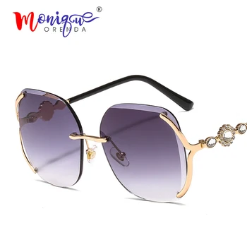2019 Vintage da marca do designer de praça sem aro dos óculos de sol das mulheres da senhora de corte de diamante lente progressiva de óculos de sol para mulheres oculos