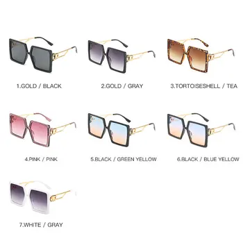 Moda Óculos de sol Designer da Marca de Luxo Praça Óculos de sol das Mulheres do Vintage de grandes dimensões 2021 tendência Feminina de Óculos de Sol Sombras Para Mulheres
