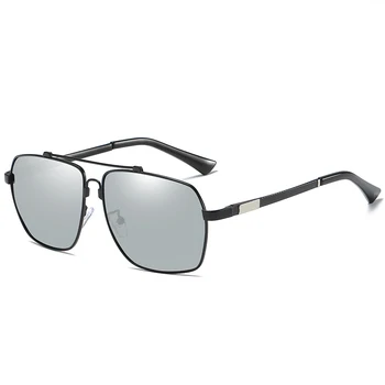 Os Óculos de sol polarizados Homens de Condução de Óculos de Sol de Metal de Revestimento de Óculos de sol UV400 Tons gafas de sol hombre