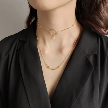 LouLeur de prata 925 estrela gargantilha de ouro moda clavicular cadeia requintado colar para mulheres aniversário de jóias