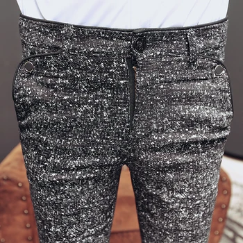 O novo 2020 calças masculinas de verão Slim coreano casual calças estilista de cabelo trecho calças pés fino de lápis, calças
