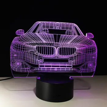 3D LED Carro Ilusão Lâmpada de 7 leds que mudam de Cor de Luminaria Luz da Noite Decoração de Lâmpada de Iluminação do Quarto para o Menino Meninas Brinquedo Brithday Presente