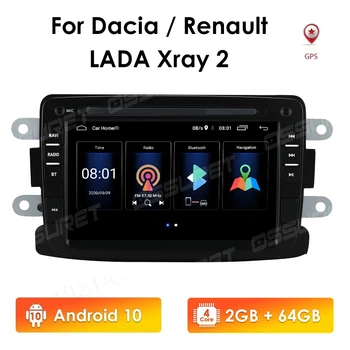 2GB 64GB 2 Din Android 10 7 POLEGADAS, Rádio de Carro Para o Dacia Sandero Duster Renault Captur Lada Xray 2 Logan 2 de Navegação GPS 4G e wi-FI