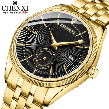 CHENXI o Relógio de Ouro de Homens Relógios de Marca Top de Luxo Famoso relógio de Pulso Masculino Relógio de Ouro Relógio de Pulso de Quartzo Calendário Relógio Masculino