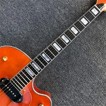 Qualidade superior G de Laranja Elétrico de guitarra de Jazz,em Ouro ponte Bigsby,Fábrica de Corpo Oco de uma Guitarra Elétrica,Frete Grátis