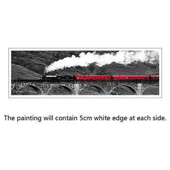 Trem vermelho Nórdicos Longa Cena de Lona Imprime Cartazes Preto Branco Paisagem de Parede de Arte, Pinturas em Tela, para a Sala de Decoração de Casa