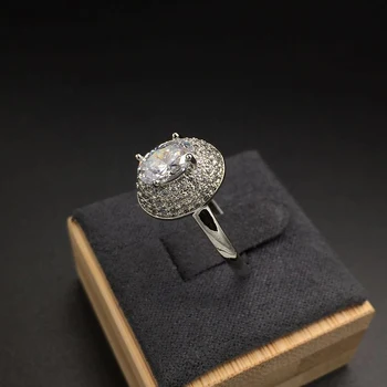 HuiSept de Luxo, Charme Anéis de Prata 925 Jóias Oval Zircão Pedras Anel de Acessórios para Mulheres de Casamento Noivado Drop shipping