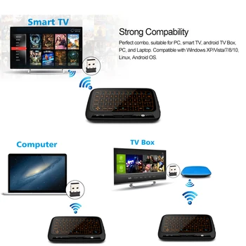 USB3.0 sem Fios de 2,4 GHz Total do Teclado Touchpad luz de fundo do Teclado com Grande Almofada de Toque do Controle Remoto para a Caixa de TV Android Smart TV