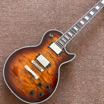 Custom 60 gitaar Tigre Chama-padrão personalizado de guitarra elétrica,hardware Cromado Sunburst guitarra,um pedaço do corpo do pescoço