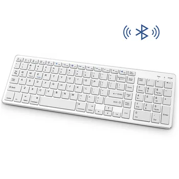Ultra Slim Bluetooth Teclado de tamanho Completo de Recarga, teclado sem Fio com chave Numérica para Smartphone, Laptop Tablet iPad