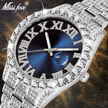 MISSFOX Azul Homens do Relógio Marca de Topo de Luxo Aço Inoxidável Cronógrafo de Negócios Impermeável Relógio de Pulso de Quartzo Relógio Masculino