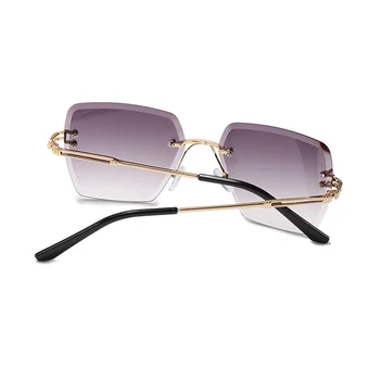 2020 Moda Oversized Óculos de sol das Mulheres do Vintage Mental Quadro Polígono de Óculos de Sol Homem Eyewears sem aro Tons Oculos de sol