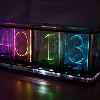 Tempo do Tubo Brilho do Tubo de Quase-Brilho do Tubo de Relógio Digital LED de Cor Completa do RGB Luz da Noite-Bar, Relógio de Decoração de Casa de Ornamento Presente