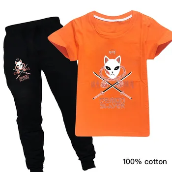 Demon Slayer Supernatural Anime T-Shirt e Calças de Criança Roupas de Menina Conjunto de Caracteres Shinobu Kocho Crianças Verão Boutique de Roupas