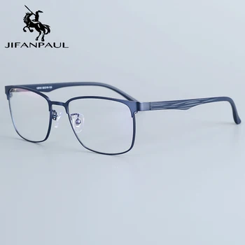 JIFANPAUL luz Ultra praça óculos de armação anti-luz azul óculos de armação metade óculos de armação de quadro masculino titanium frete grátis
