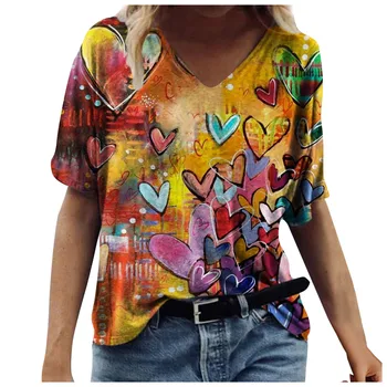 40# Mulheres Gráfico Superior T-shirt Retro Senhoras Senhoras de T-shirt de Verão Cogumelo Impressão de mangas Curtas em torno do Pescoço T-shirt Camisa Casual