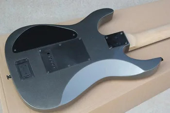 Fábrica de Metais Personalizados Corpo Cinza Guitarra com Floyd Rose,2 Captadores,Escudo Branco Traste Inlay Preto Hardware,Oferta Personalizados